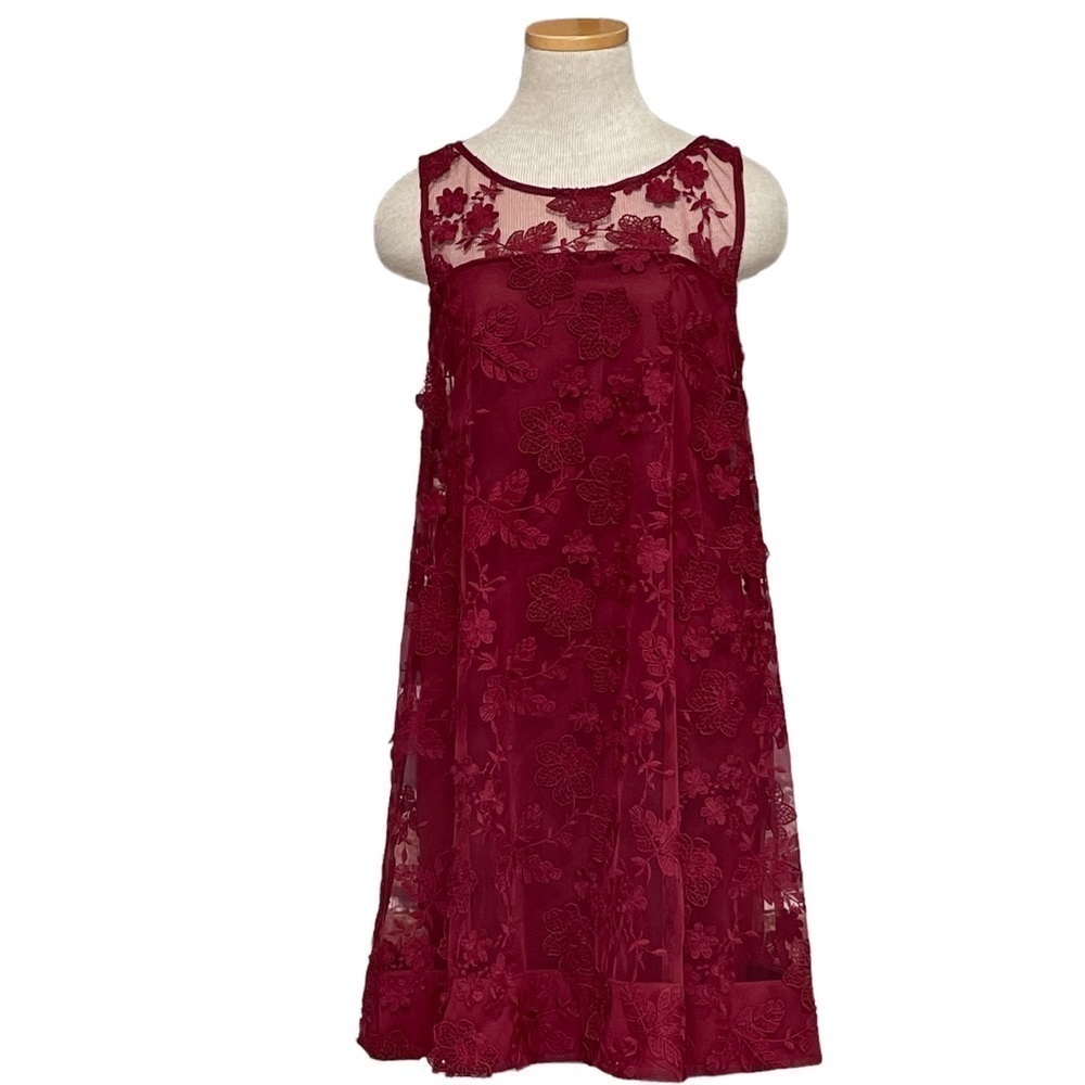 SIGNATURE ROBBIE BEE Dress NWT Red Lace Shift Size Small Petite SP